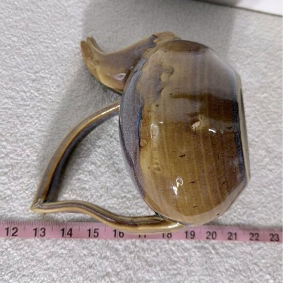 Vintage 2002 Handmade Purple Beige Ceramic Pottery Teapot - Picture 7 of 14